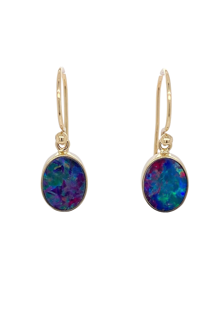 9ct Yellow Gold Opal Earrings. GA-416