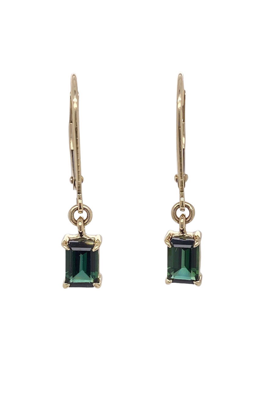9ct Yellow Gold Green Tourmaline Earrings. GA-419