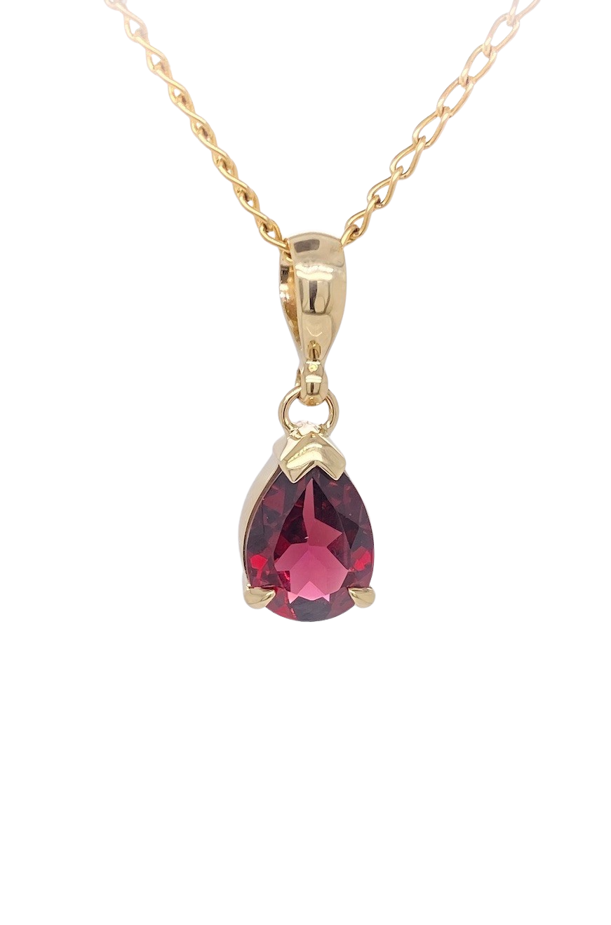 9ct Yellow Gold Rhodolite Garnet Pendant. GA-425