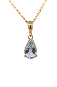 9ct Yellow Gold Aquamarine Pendant. GA-424