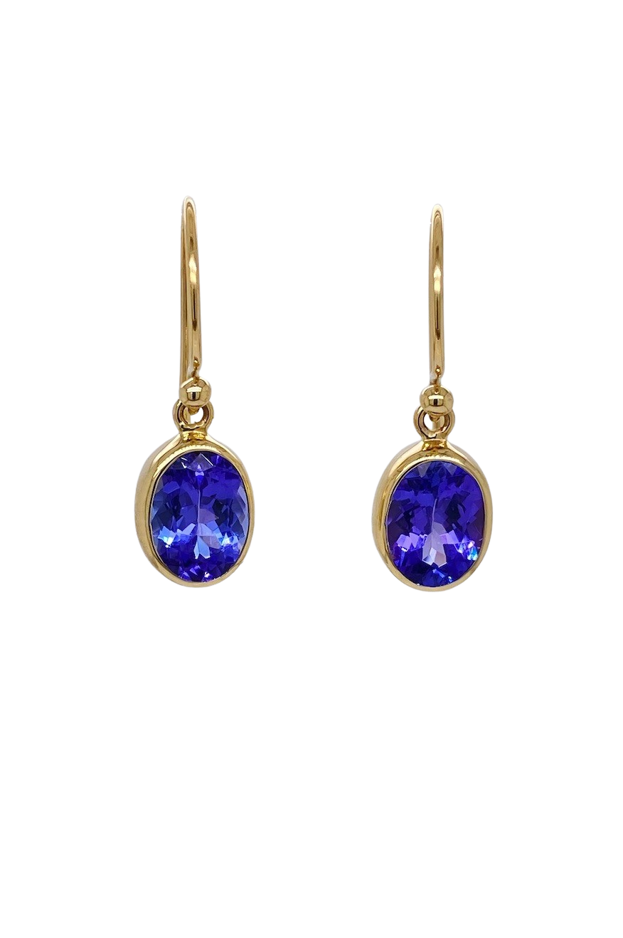 9ct Yellow Gold Tanzanite Earrings. GA-422
