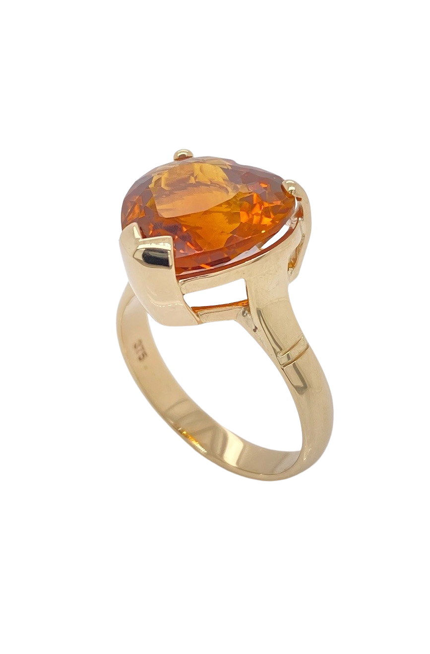 9ct Yellow Gold Citrine Heart Ring. GA-429