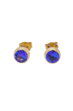 Load image into Gallery viewer, 9ct Yellow Gold Tanzanite Stud Earrings. GA-435
