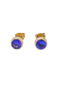 9ct Yellow Gold Tanzanite Stud Earrings. GA-435