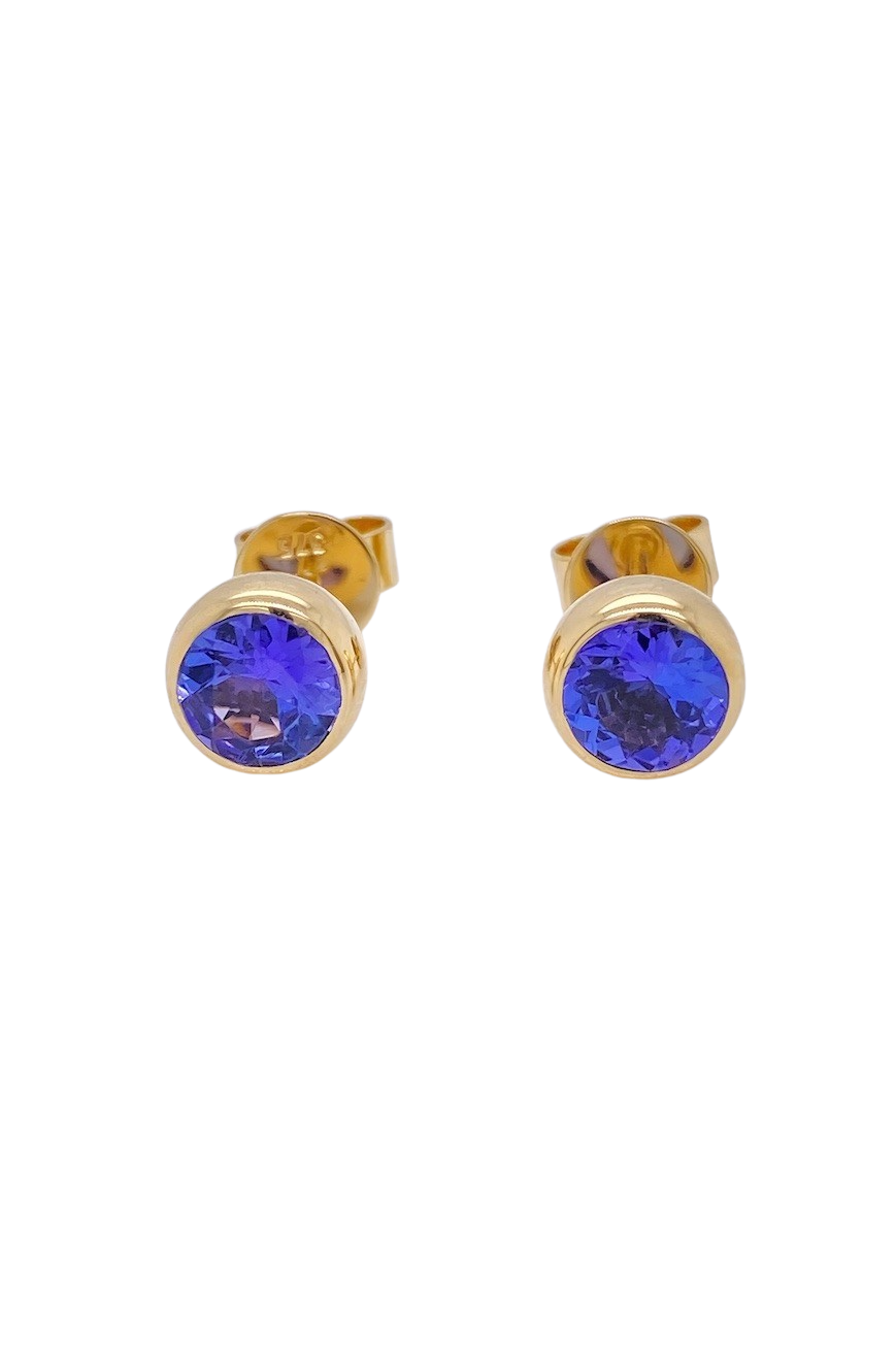9ct Yellow Gold Tanzanite Stud Earrings. GA-435
