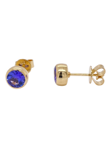 Load image into Gallery viewer, 9ct Yellow Gold Tanzanite Stud Earrings. GA-435
