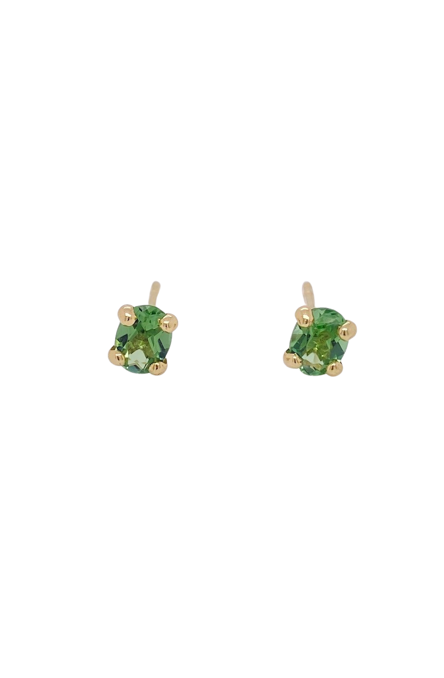 9ct Yellow Gold Green Tourmaline Stud Earrings. GA-427