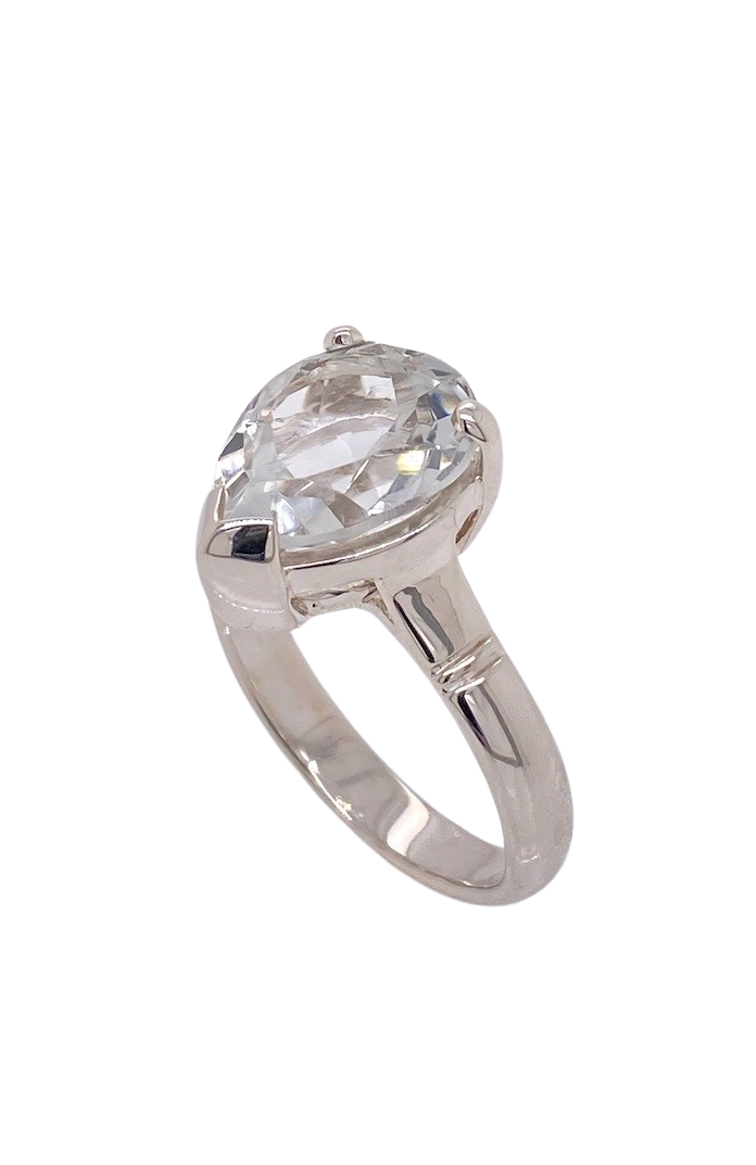 Sterling Silver White Topaz Ring. GA-444