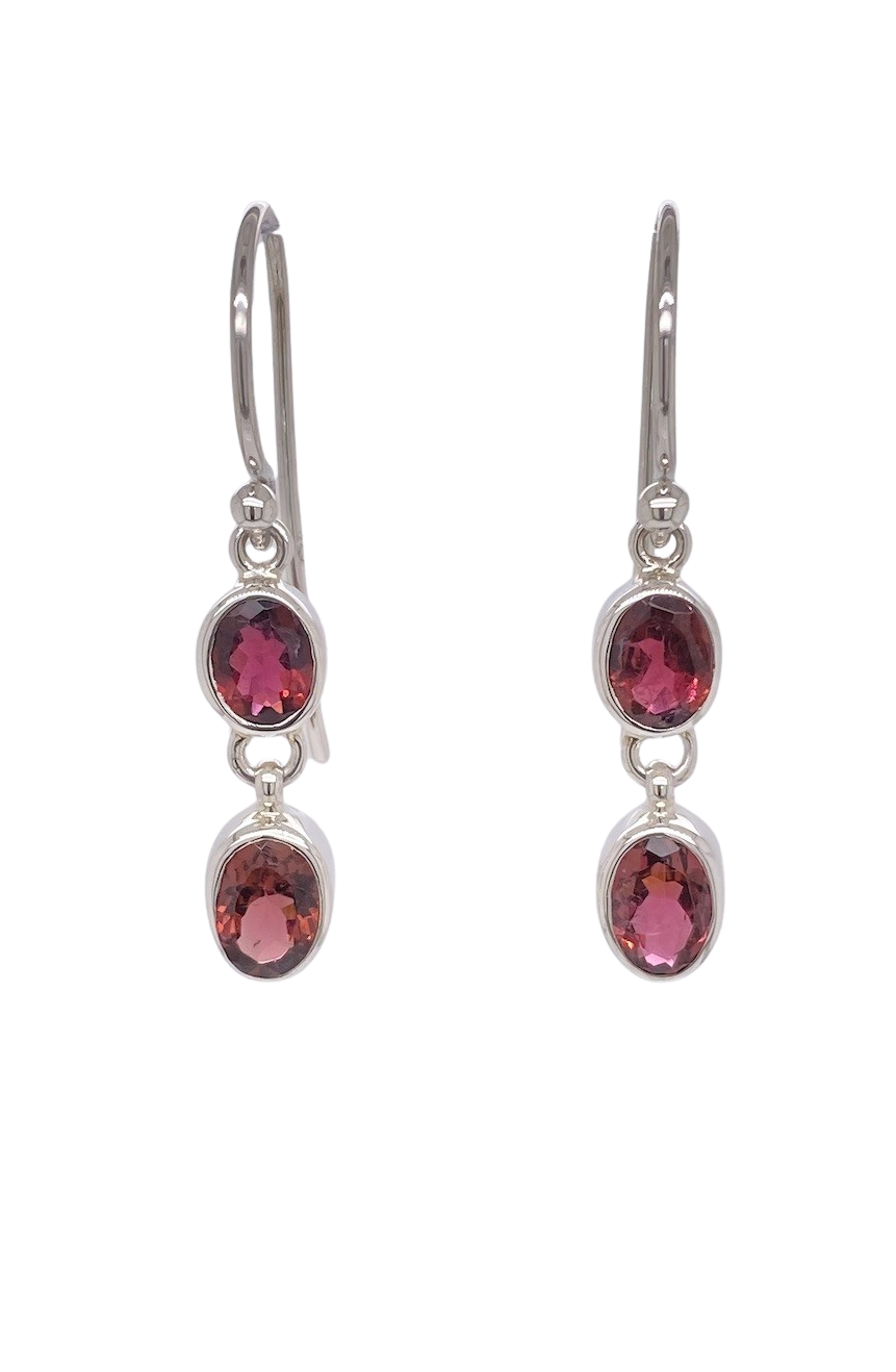 Sterling Silver Pink Tourmaline Earrings. GA-443