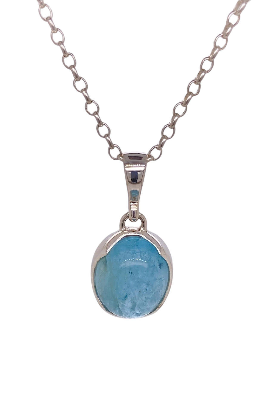 Sterling Silver Aquamarine Pendant. GA-442