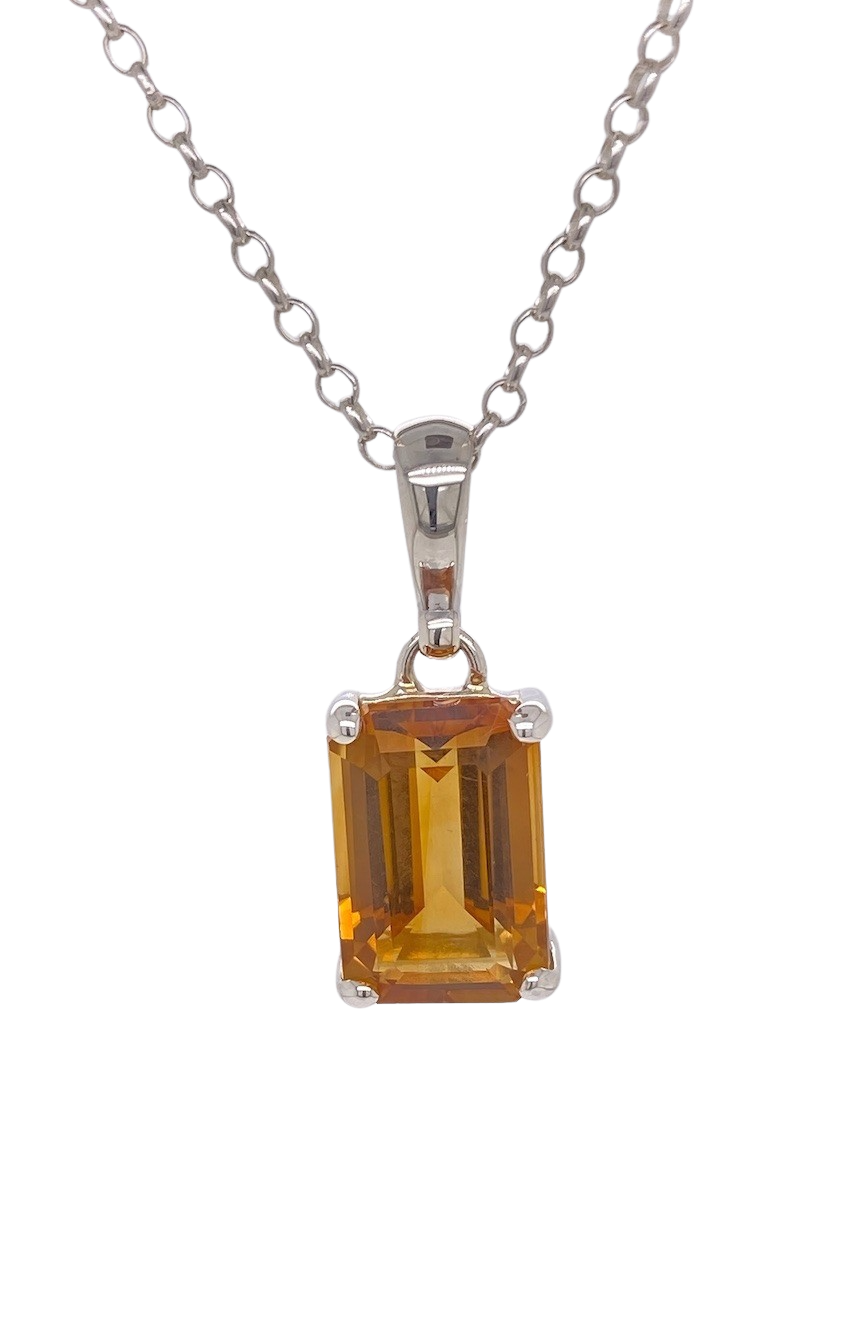 Sterling Silver Citrine Pendant. GA-446