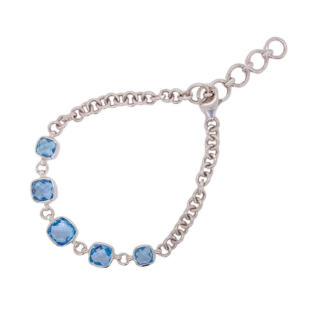 Sterling Silver Blue Topaz Bracelet. GA-439