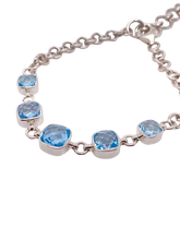 Load image into Gallery viewer, Sterling Silver Blue Topaz Bracelet. GA-439
