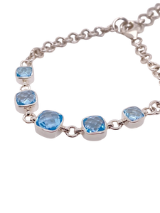 Sterling Silver Blue Topaz Bracelet. GA-439