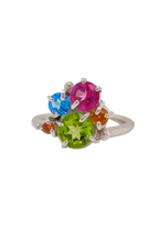 Load image into Gallery viewer, Sterling Silver Gemstone Cluster Ring. J50S
