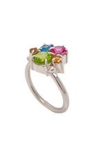Load image into Gallery viewer, Sterling Silver Gemstone Cluster Ring. J50S
