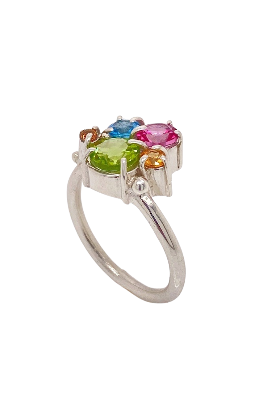 Sterling Silver Gemstone Cluster Ring. J50S
