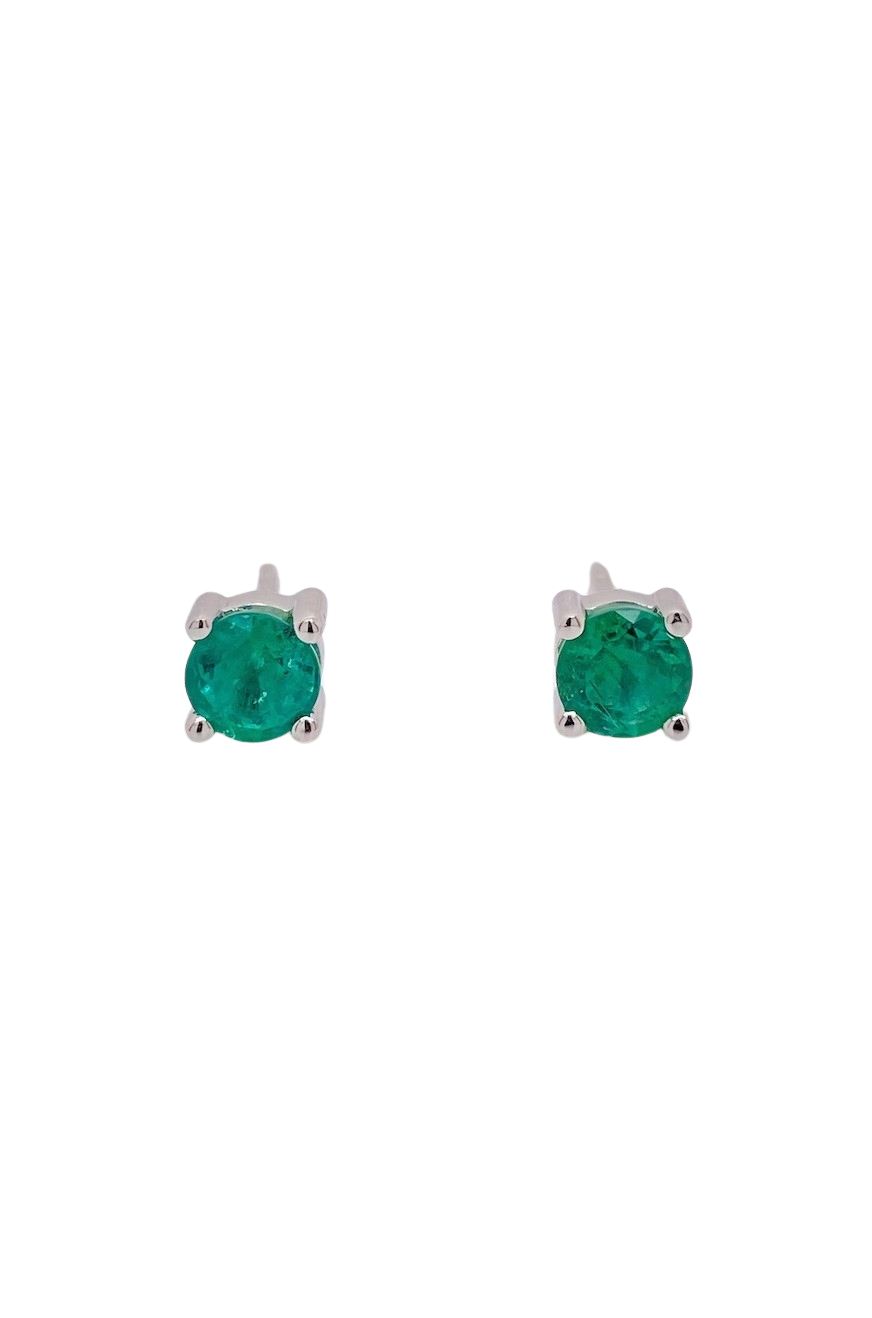 9ct White Gold Emerald Stud Earrings. E19