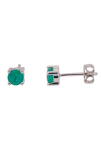 Load image into Gallery viewer, 9ct White Gold Emerald Stud Earrings. E19
