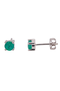 9ct White Gold Emerald Stud Earrings. E19