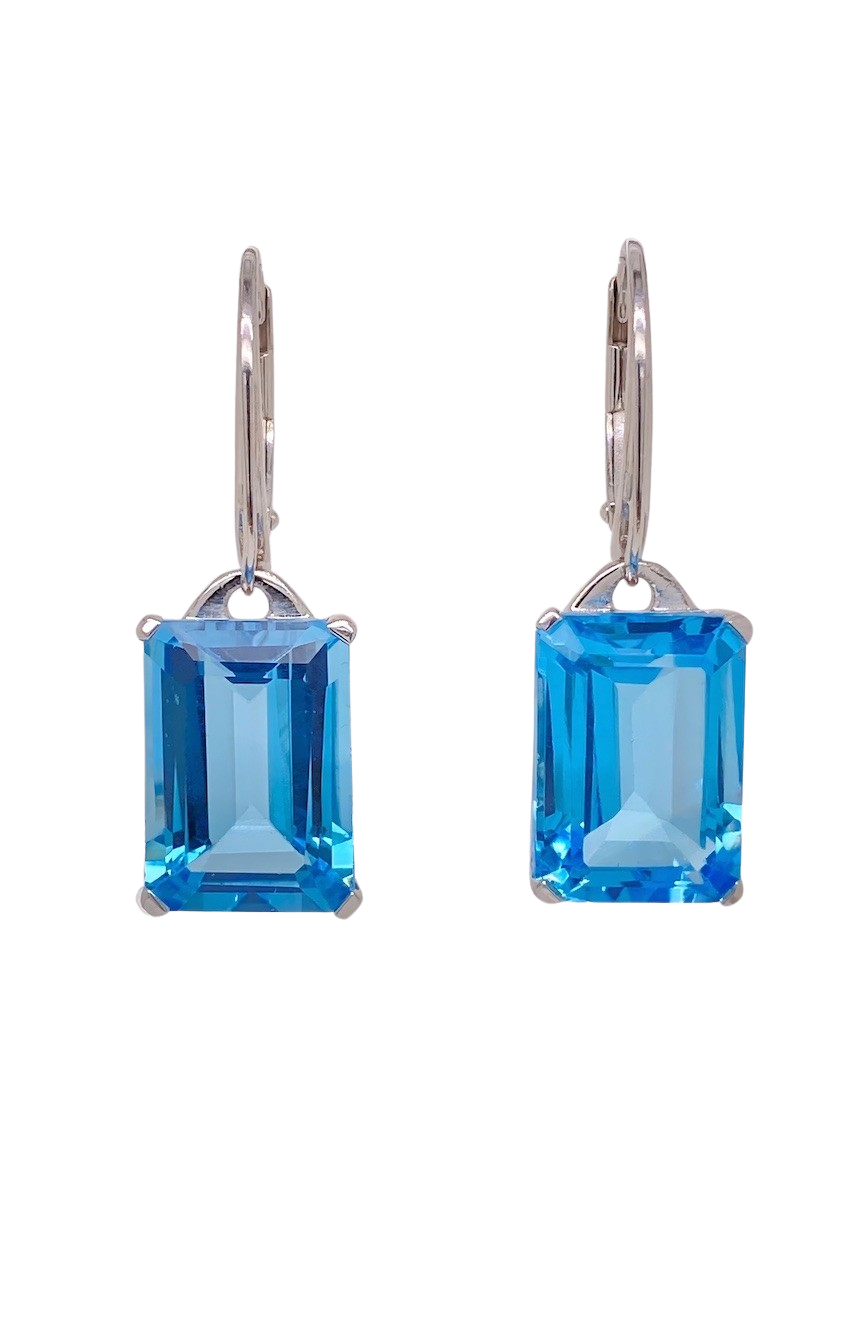 Sterling Silver Blue Topaz Earrings. HIM1
