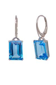 Sterling Silver Blue Topaz Earrings. HIM1