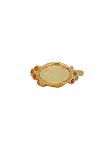 9ct Yellow Gold Opal and Multi Gemstone Ring. MMS10174A