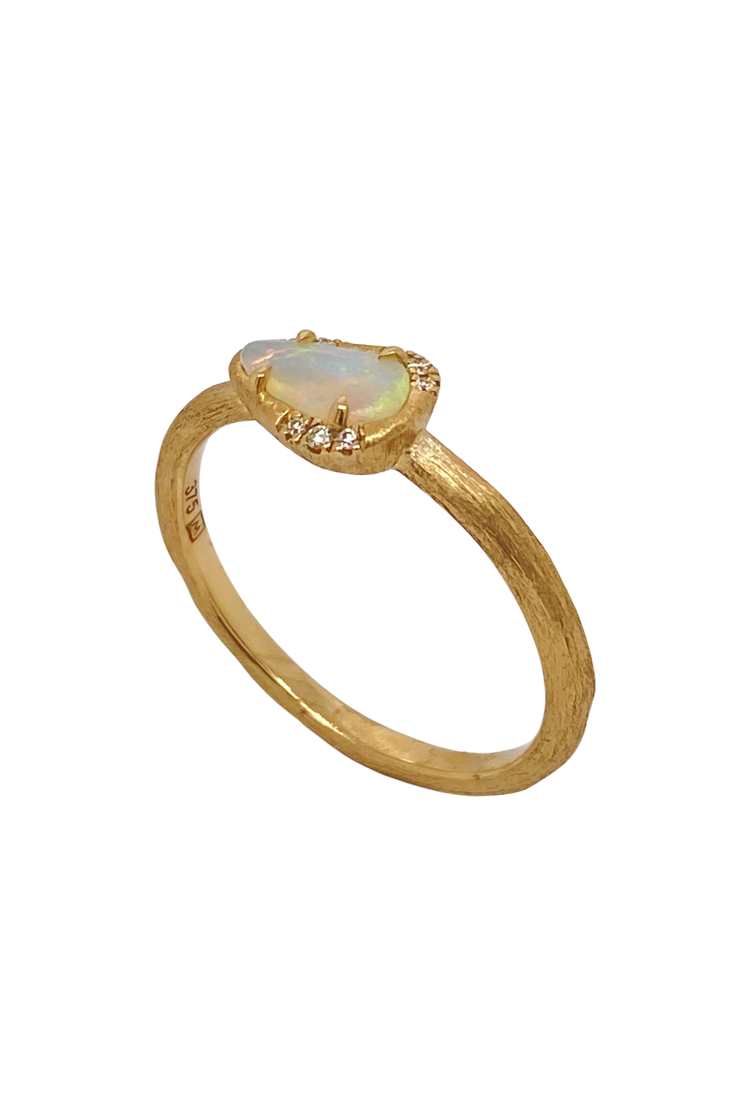 9ct Yellow Gold Opal and Diamond Ring. MMS10175B