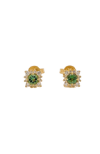 Load image into Gallery viewer, 9ct Yellow Gold Mint Tourmaline and Diamond Stud Earrings. MME789
