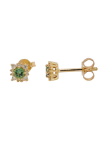 Load image into Gallery viewer, 9ct Yellow Gold Mint Tourmaline and Diamond Stud Earrings. MME789
