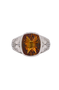 Sterling Silver Citrine and Cubic Zirconia Ring. HIM69