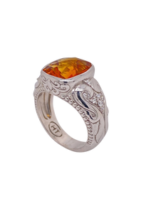 Sterling Silver Citrine and Cubic Zirconia Ring. HIM69