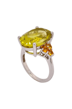 Load image into Gallery viewer, Sterling Silver Lemon Quartz and Citrine Ring. HIM70
