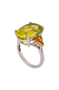 Sterling Silver Lemon Quartz and Citrine Ring. HIM70