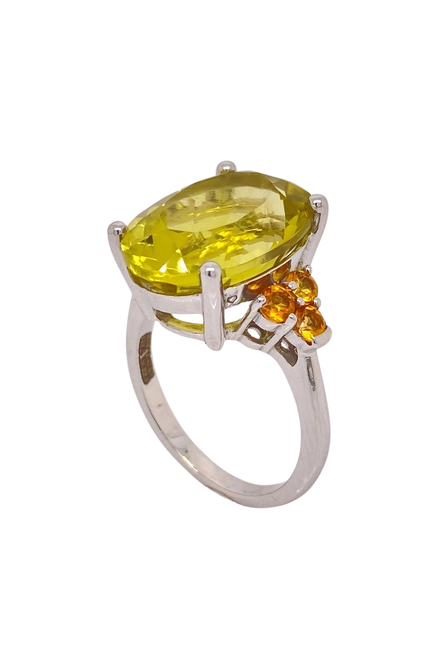 Sterling Silver Lemon Quartz and Citrine Ring. HIM70