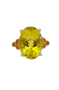 Sterling Silver Lemon Quartz and Citrine Ring. HIM70