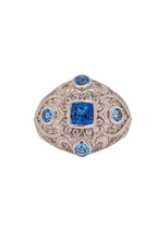 Load image into Gallery viewer, Sterling Silver Blue Topaz and Cubic Zirconia Ring. HIM21

