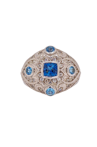 Sterling Silver Blue Topaz and Cubic Zirconia Ring. HIM21