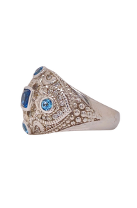 Sterling Silver Blue Topaz and Cubic Zirconia Ring. HIM21