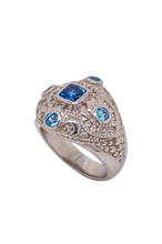 Load image into Gallery viewer, Sterling Silver Blue Topaz and Cubic Zirconia Ring. HIM21
