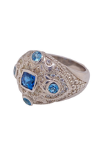 Load image into Gallery viewer, Sterling Silver Blue Topaz and Cubic Zirconia Ring. HIM21
