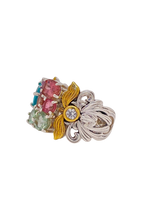Load image into Gallery viewer, Sterling Silver, Brass and Multi Toned Tourmaline Ring. HIM82
