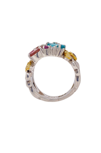 Sterling Silver, Brass and Multi Toned Tourmaline Ring. HIM82