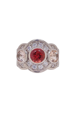 Load image into Gallery viewer, Sterling Silver Pink Tourmaline, Morganite and Cubic Zirconia Ring. HIM112
