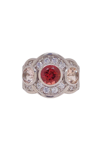 Sterling Silver Pink Tourmaline, Morganite and Cubic Zirconia Ring. HIM112