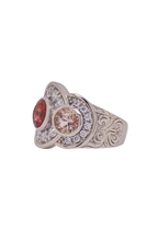 Load image into Gallery viewer, Sterling Silver Pink Tourmaline, Morganite and Cubic Zirconia Ring. HIM112
