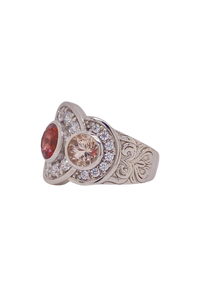 Sterling Silver Pink Tourmaline, Morganite and Cubic Zirconia Ring. HIM112
