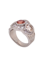 Load image into Gallery viewer, Sterling Silver Pink Tourmaline, Morganite and Cubic Zirconia Ring. HIM112

