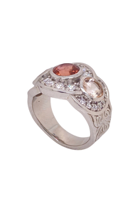 Sterling Silver Pink Tourmaline, Morganite and Cubic Zirconia Ring. HIM112