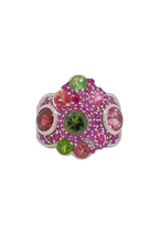 Load image into Gallery viewer, Sterling Silver Tourmaline and Rhodolite Garnet Ring. HIM113

